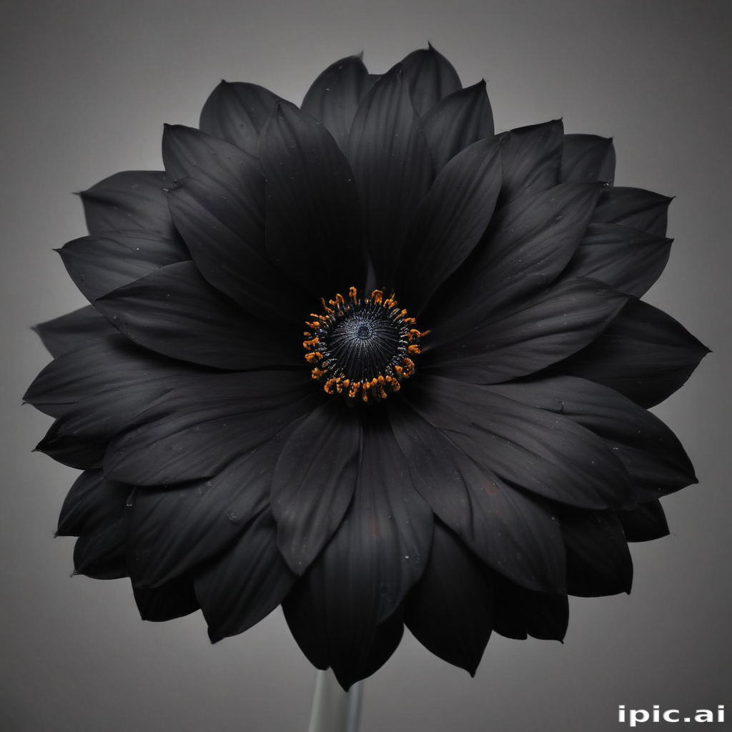Stunning Black Flower with Intricate Petals and Vibrant Center Detail