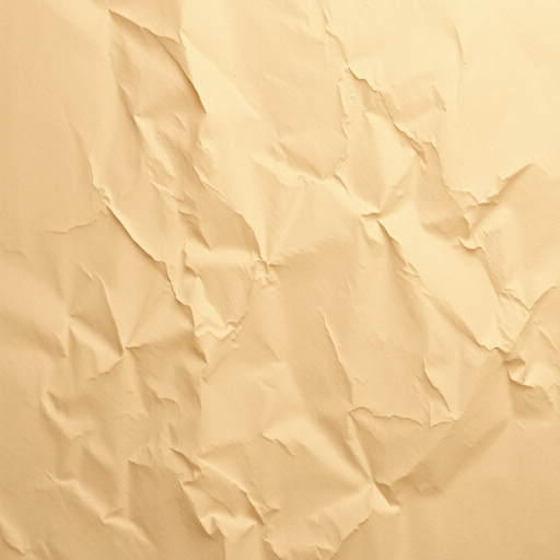 Create a high-resolution image of a wrinkled beige paper texture with soft lighting, captured with a DSLR camera at f/8 aperture, ISO 100, 50mm lens, in a top-down view to enhance depth and detail.