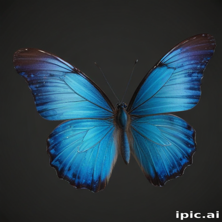 Stunning Close-Up of a Vibrant Blue Butterfly Against a Dark Background