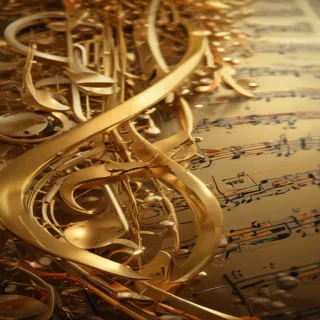 gold music notes