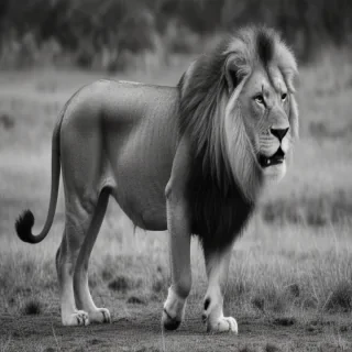 lion black and white