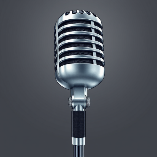 Illustration of a vintage silver microphone with detailed lines and shadows, high resolution 300 DPI, shot with a Canon EOS 5D Mark IV, f/8 aperture, ISO 100, 50mm lens, front view, studio lighting.