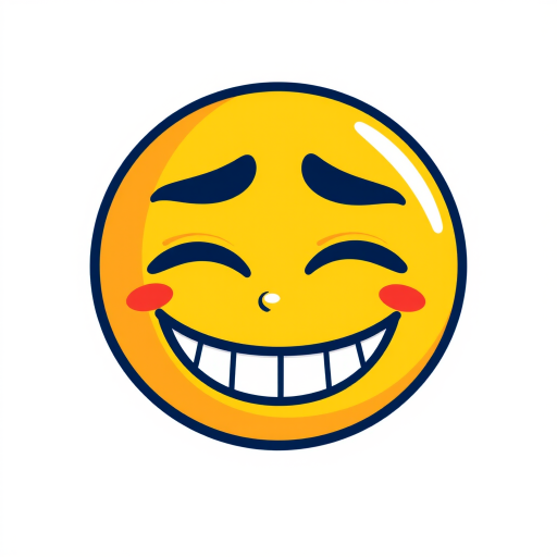Create a digital illustration of a yellow emoji with a wide grin and half-closed, bloodshot eyes. The design should be bold and expressive, capturing a sense of tired amusement or mischief. The background should be transparent to highlight the emoji's features.