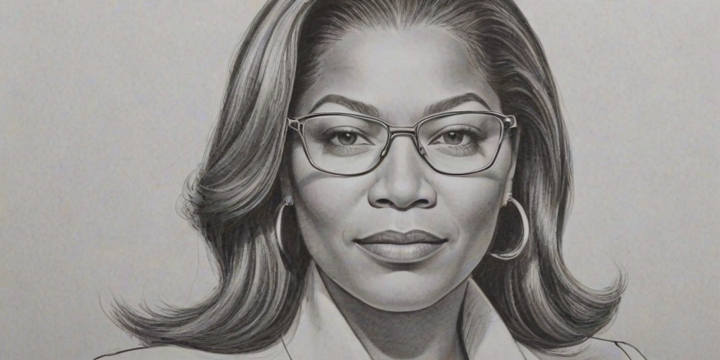 Exquisite Queen Latifah, pencil sketch, portrait of Magnificent woman 1970s in glasses, hair style beatnik, outline, clear lines, fine lines, 8k