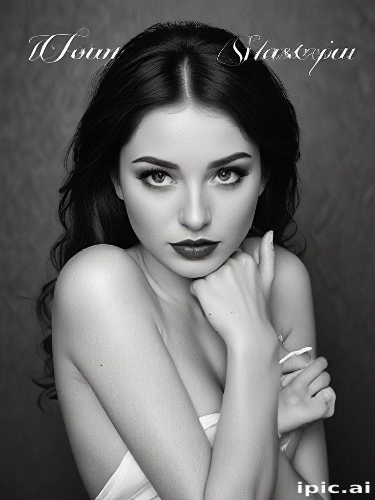 Elegant Black and White Portrait of a Young Woman with Graceful Expression