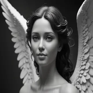 black and white angel