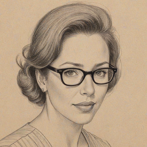 Appealing Marla Sokoloff, pencil sketch, portrait of Attractive woman 1951s in glasses, hair style beatnik, outline, clear lines, fine lines, 8k