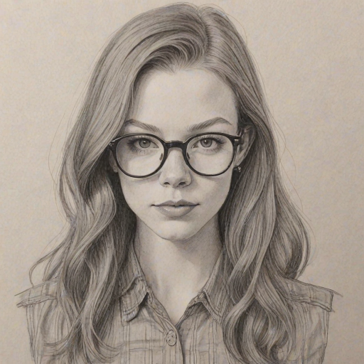 Beauteous Cameron Monaghan, pencil sketch, portrait of Sublime woman 1967s in glasses, hair style beatnik, outline, clear lines, fine lines, 8k