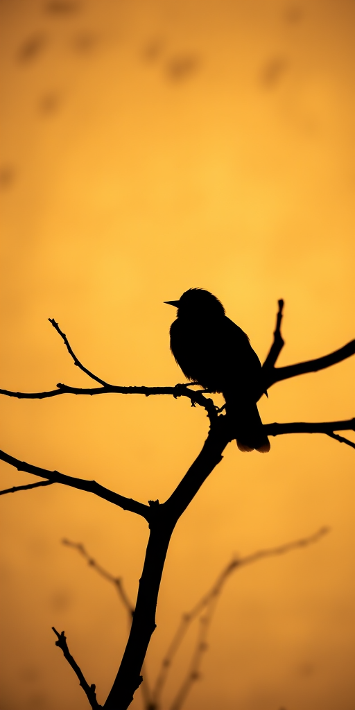Create an artistic image of two silhouetted birds perched on a bare tree branch against a textured, warm-toned background, using a DSLR camera, 50mm lens, f/2.8 aperture, ISO 100, and a shallow depth of field to enhance the softness of the background.