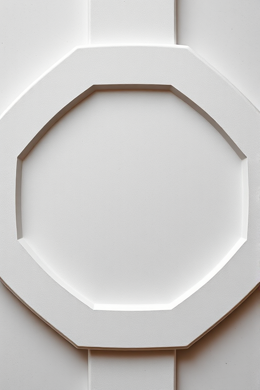 Generate a high-resolution image of an octagonal geometric design with smooth edges, using a DSLR camera at f/2.8 aperture, ISO 100, 1/60 sec shutter speed, shot from a top-down view in a soft-focus style.