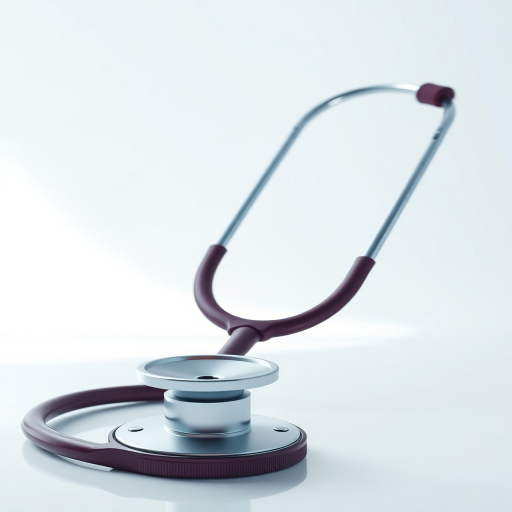 Create a high-resolution illustration of a stethoscope with a modern design, using a DSLR camera with a 50mm lens, aperture set to f/2.8, ISO 100, in a bright studio setting with soft lighting.