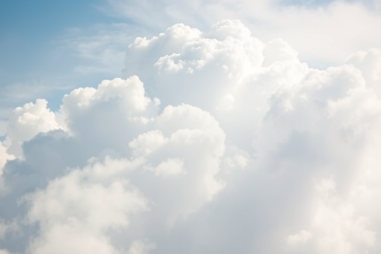 Create a high-resolution image of a soft, blurred cloud. Use a Canon EOS R5 camera with a 50mm f/1.2 lens, aperture set to f/2.8, ISO 100, shutter speed 1/250s, and shoot from a slightly elevated angle with a soft-focus effect to enhance the quality and smoothness of the cloud.