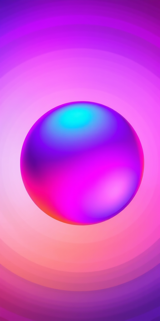 Generate an abstract digital artwork featuring vibrant, gradient spheres in shades of purple, blue, pink, and orange, set against a smooth, multicolored background with concentric circular patterns, using a DSLR camera, 50mm lens, f/2.8 aperture, ISO 100, and 1/200 sec shutter speed for enhanced clarity and detail.