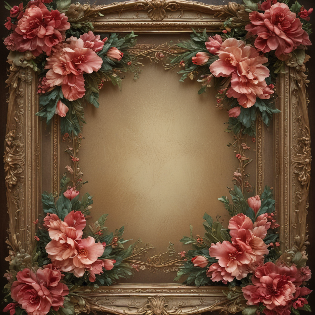 Elegant Floral Frame Design with Beautiful Pink Flowers and Green Leaves