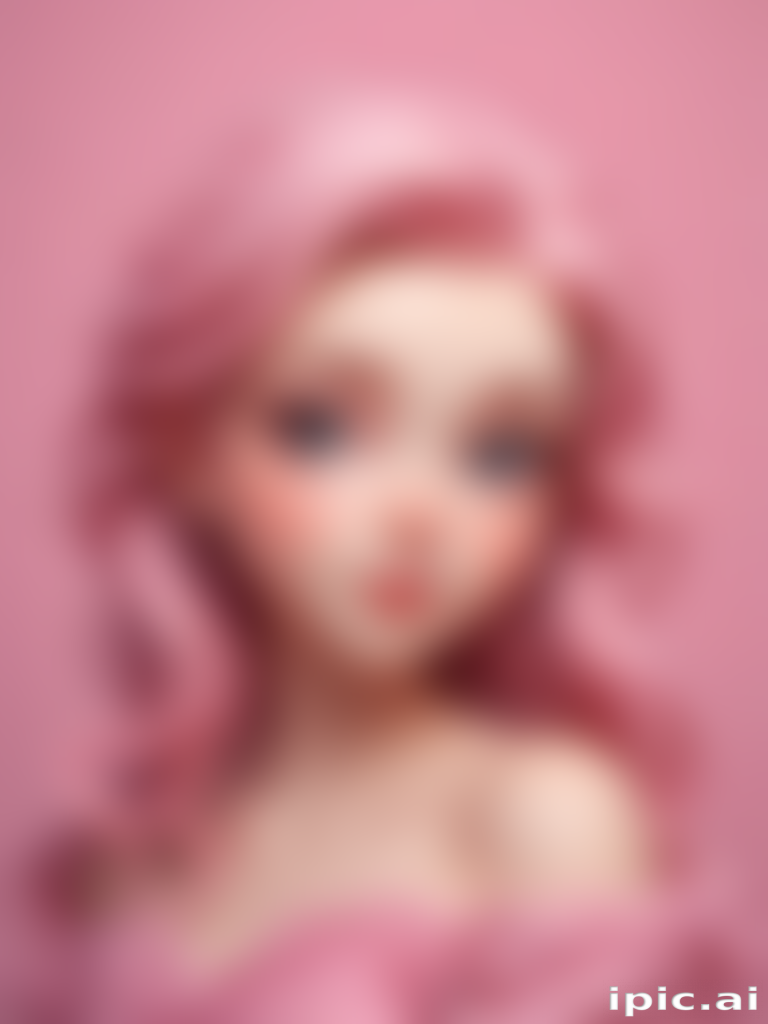 Whimsical Portrait of a Young Woman with Vibrant Pink Hair and Dreamy ...