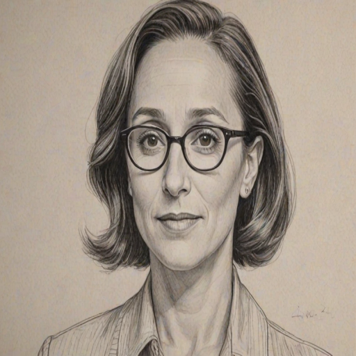 Attractive Laurie Metcalf, pencil sketch, portrait of Fetching woman 1944s in glasses, hair style beatnik, outline, clear lines, fine lines, 8k