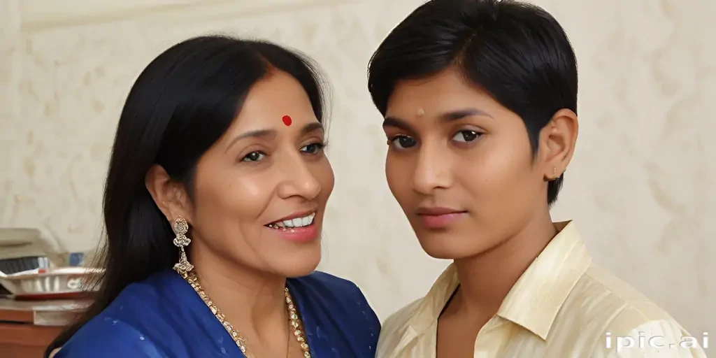 mom and son indian