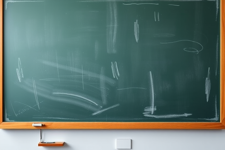 Create a high-resolution image of a classroom chalkboard with a wooden frame, using a DSLR camera at f/8 aperture, ISO 100, 50mm lens, with natural lighting to enhance detail and texture.