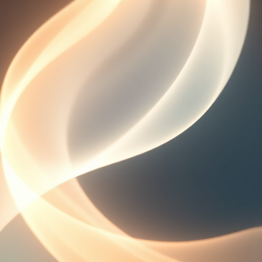 Create an abstract image of flowing light with smooth gradients and soft curves, using a DSLR camera with a 50mm f/1.8 lens, aperture set to f/4, shutter speed 1/125 sec, ISO 200, focused on bright highlights, taken from a low angle, with soft focus to enhance ethereal quality.