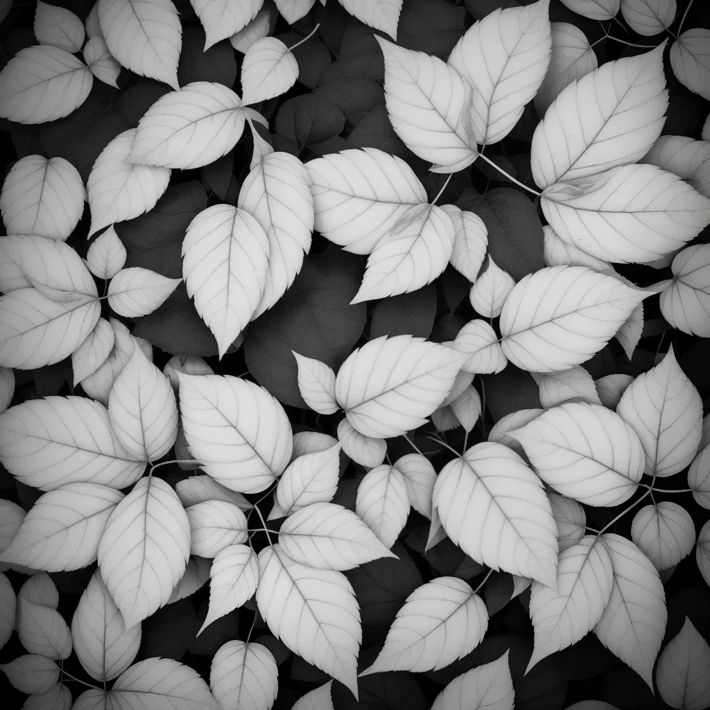black and white leaves