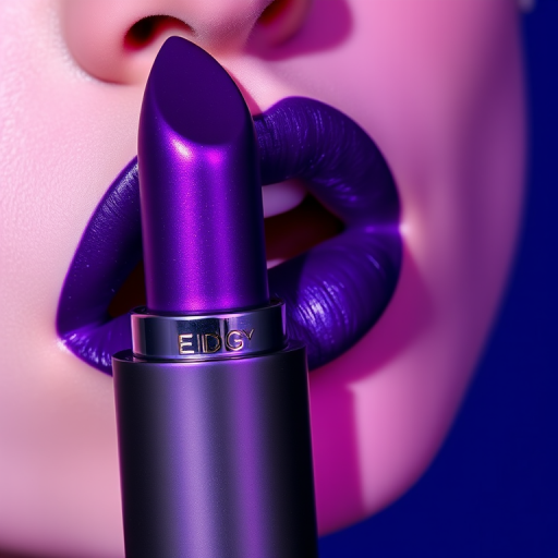 Edgy "Cosmic Violet" duochrome lipstick shifting between purple and blue, innovative formula for multi-dimensional color, great for avant-garde styles