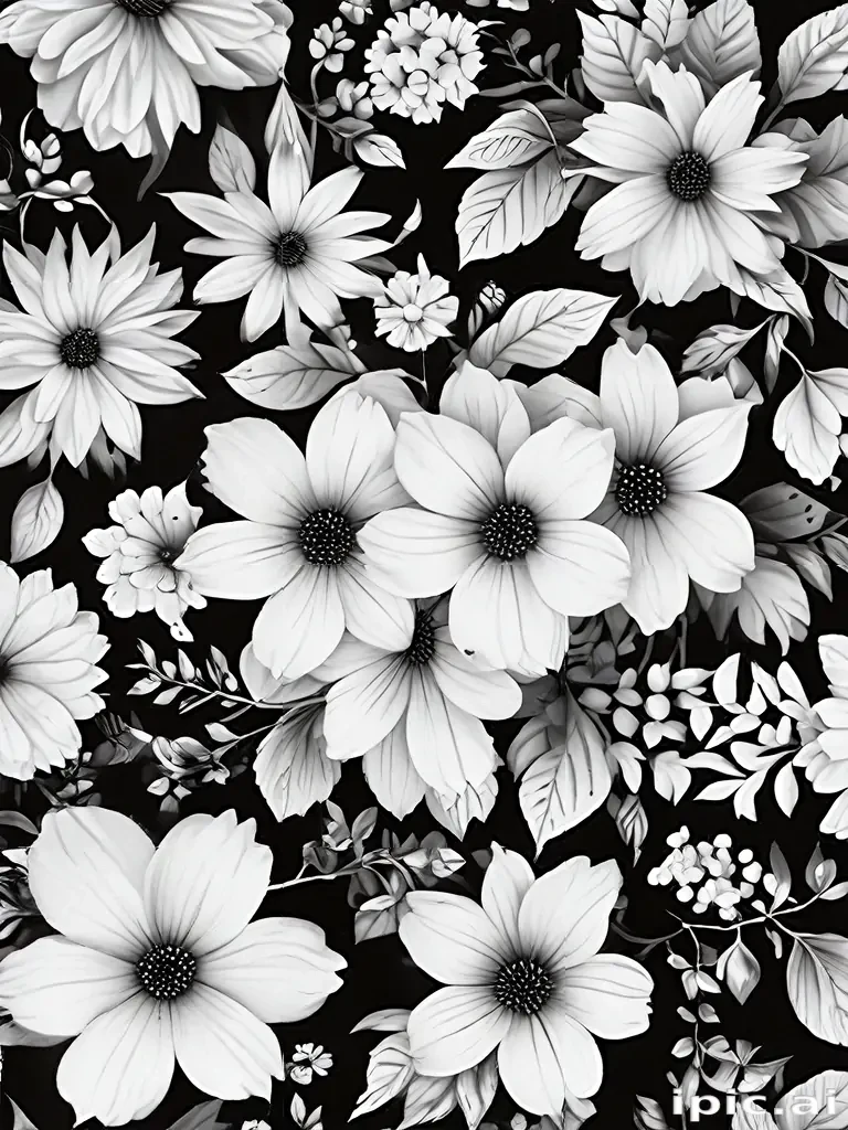 black and white flower background