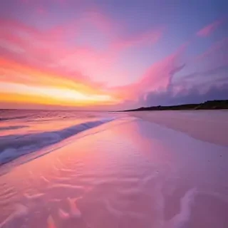 pink beach sunset