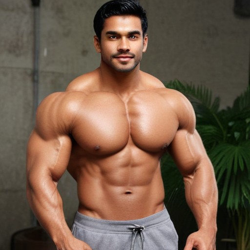 Indian male bodybuilder huge muscles ripped abs biceps jungle