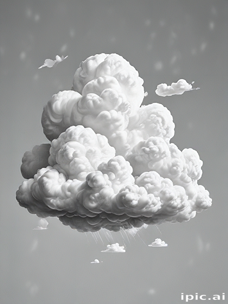 Fluffy White Clouds Floating Gracefully Against a Soft Gray Background