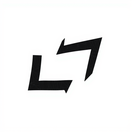 Create an abstract graphic of a jagged arrow pointing right, using bold black lines on a white background, with high contrast and sharp edges, captured in a digital format with a 50mm lens, f/2.8 aperture, high dynamic range, and a balanced exposure.
