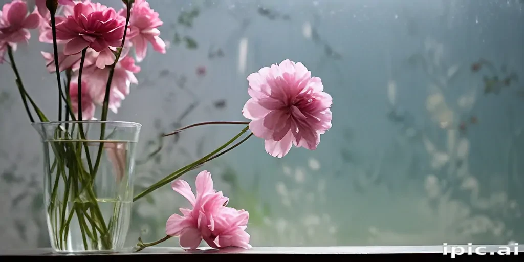 flowers behind glass wallpaper
