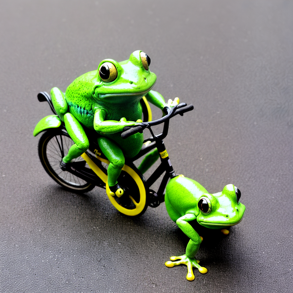 cute frog riding a bicycle