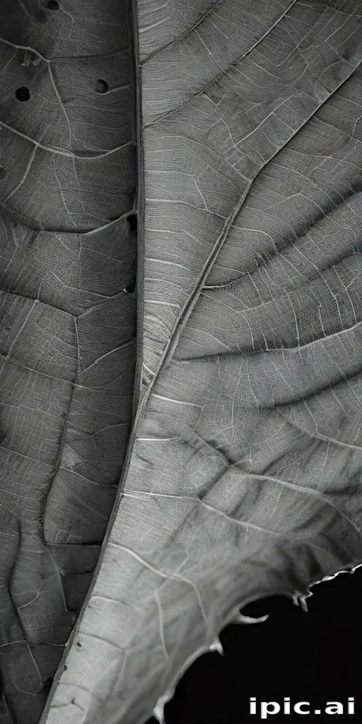 leaf in black and white