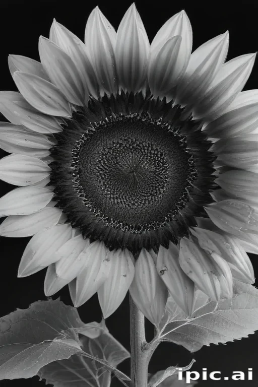 clip art sunflower black and white