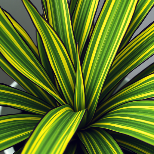 Create a detailed illustration of a Sansevieria plant with vibrant green and yellow striped leaves, shot from a close-up angle using a DSLR camera with a 50mm lens, aperture set to f/2.8, ISO 100, and natural light for enhanced color depth and clarity.
