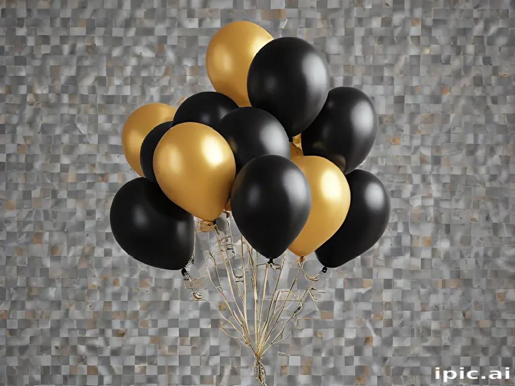 black and gold balloons png