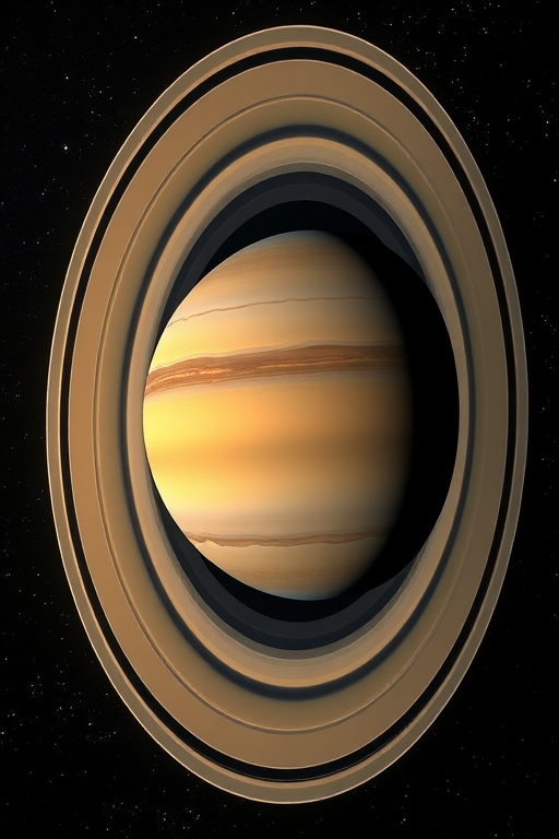 A breathtaking view of Saturn in space with its rings and moons visible, shot with a wide-angle lens at f/8, 20mm focal length, ISO 100, using a DSLR camera in high dynamic range mode, capturing the rich colors and details of the planets against a starry background.