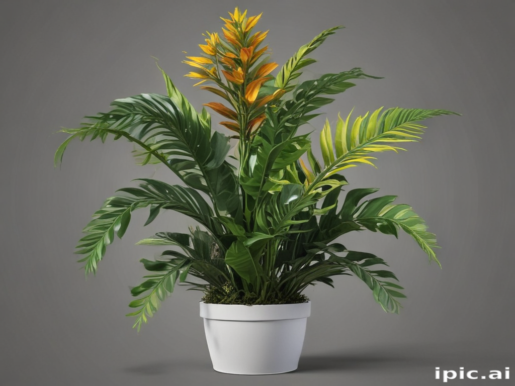 Vibrant Indoor Plant with Lush Green Leaves and Bright Yellow Flowers ...