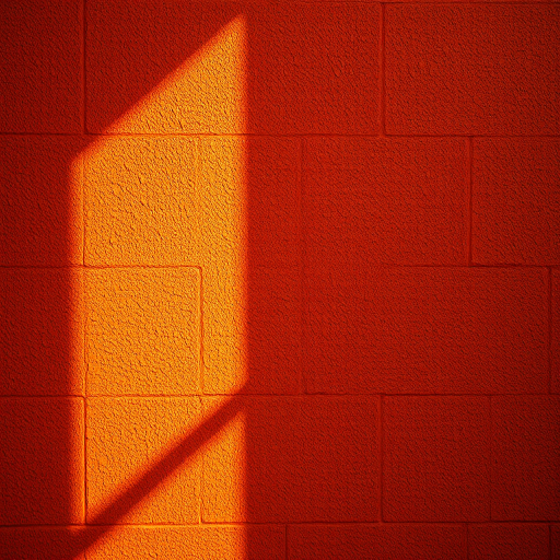 Create a high-resolution image of a textured wall with a warm orange hue, using a DSLR camera with a 50mm lens, aperture set to f/2.8, shutter speed 1/125s, ISO 100, shot from a straight-on view and using natural lighting to enhance detail and depth.