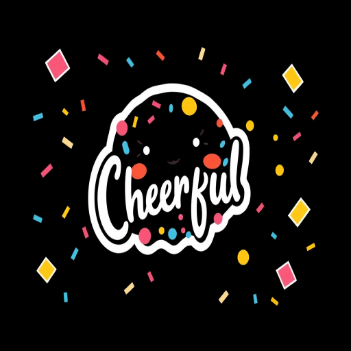 imagine a kawaii Cheerful confetti sticker, 3d digital art, black background, sticker line weight