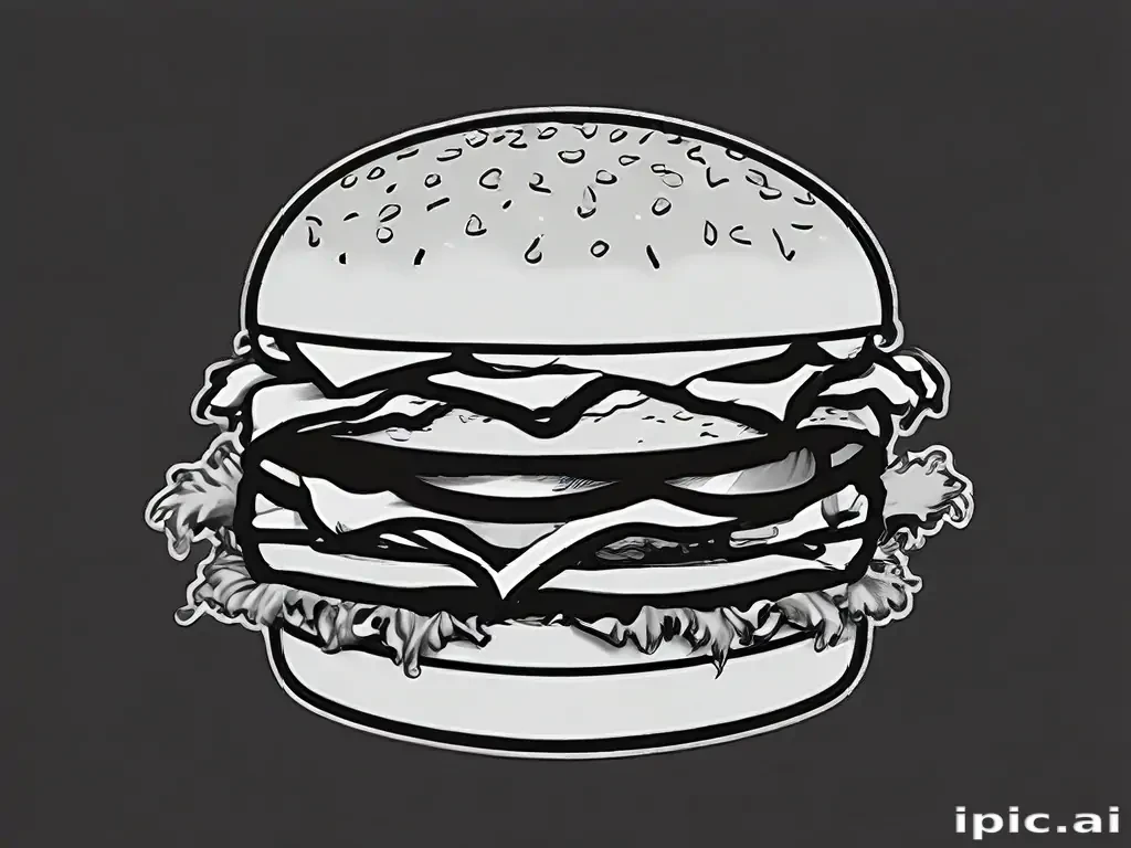 burger clipart black and white