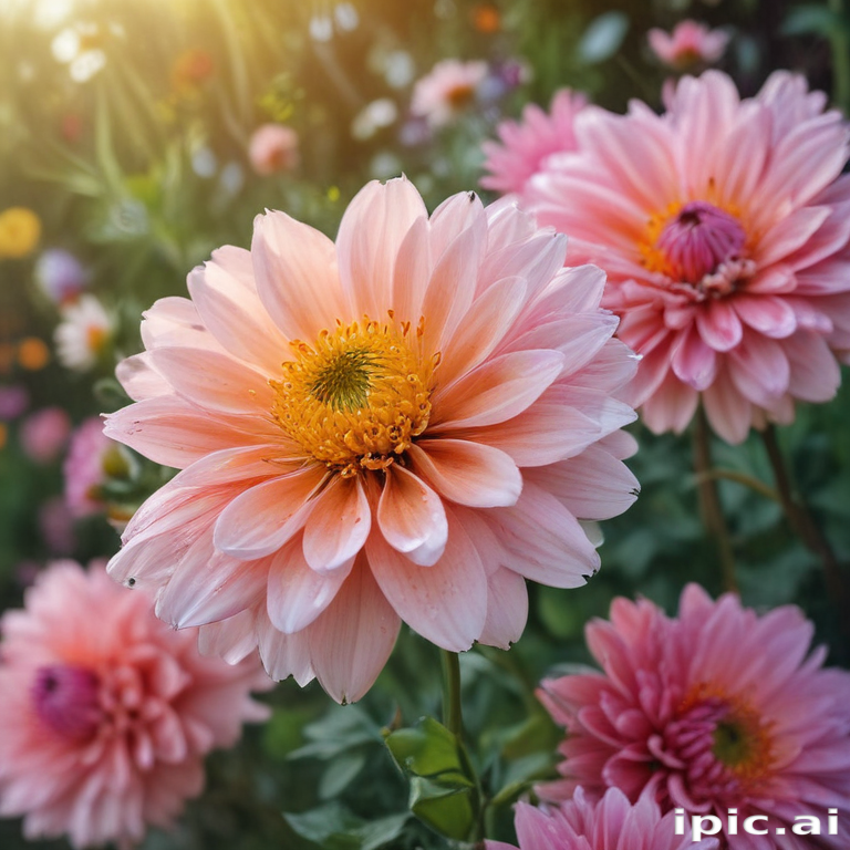 Vibrant Pink Flowers Blooming Gracefully in a Lush Garden Setting