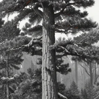 pine tree clipart black and white