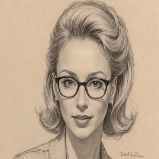 Exquisite Debbie Gibson, pencil sketch, portrait of Enchanting woman 1951s in glasses, hair style beatnik, outline, clear lines, fine lines, 8k