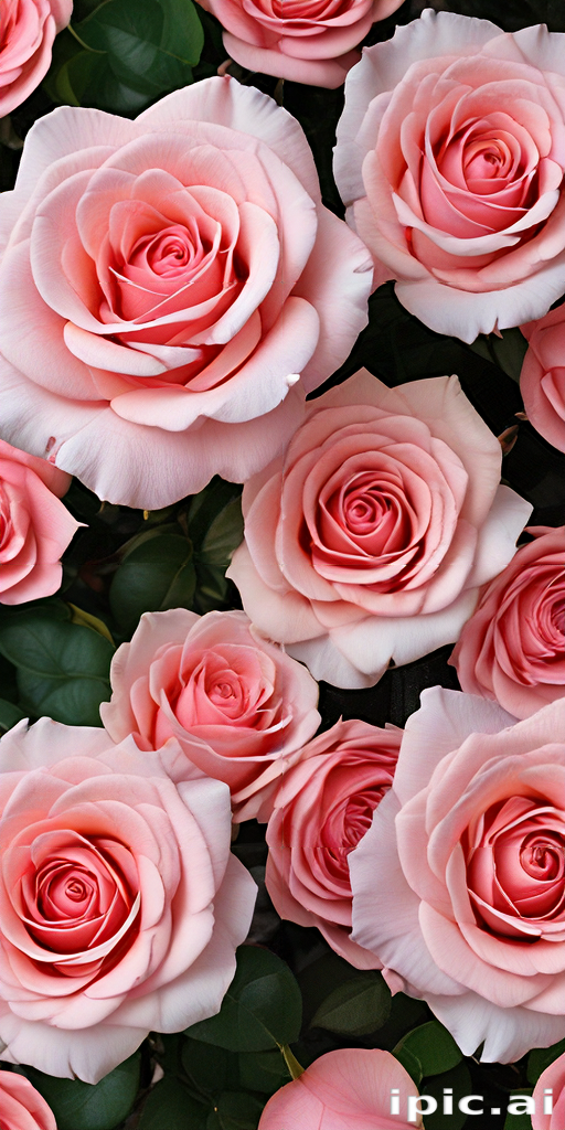 Pink Roses Photo Display A Beautiful Display of Soft Pink Roses Blooming in Full Glory.