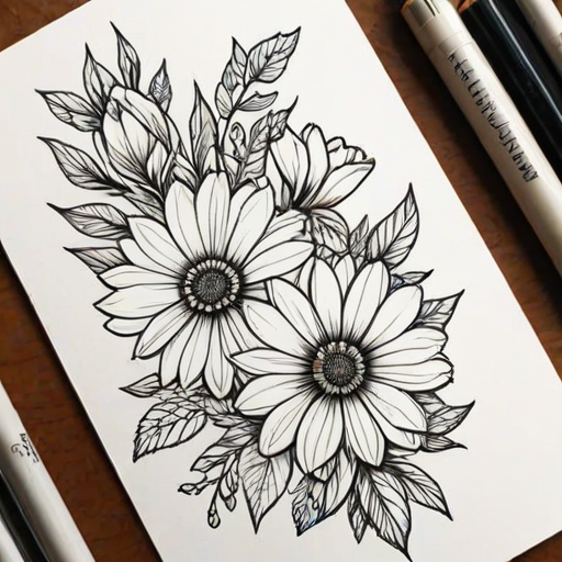 line work flowers