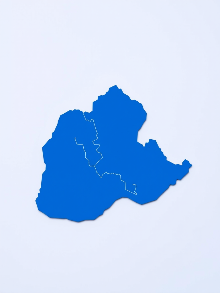 Create a high-resolution map silhouette of Quebec in vibrant blue color using a DSLR camera with a 50mm lens, aperture f/8, ISO 100, natural lighting, and a top-down view for clarity.