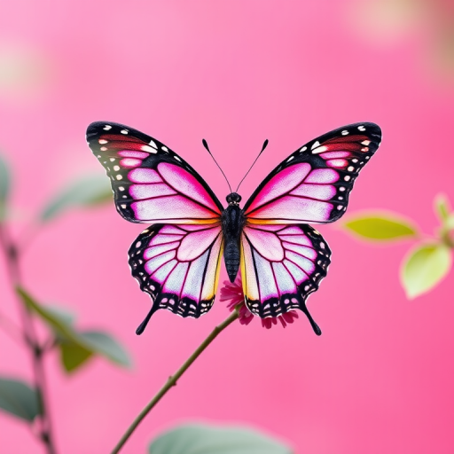 pink background butterfly