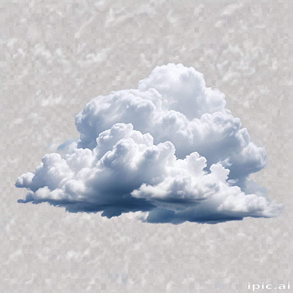 Fluffy White Cloud Against a Soft Gray Background with Gentle Shadows