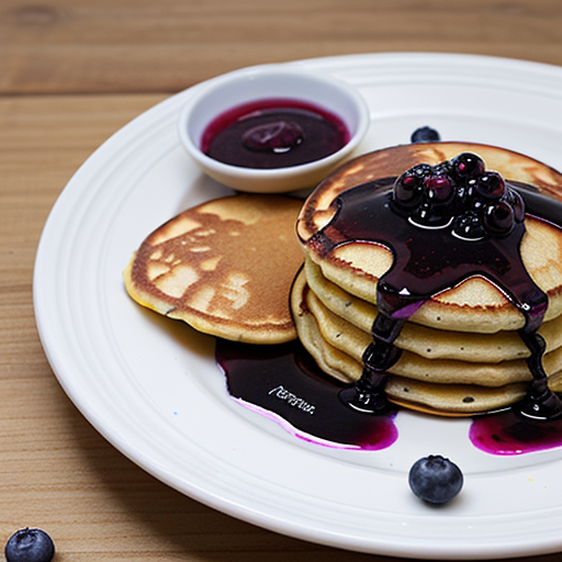 fresh corn pancakes with blueberry sauce